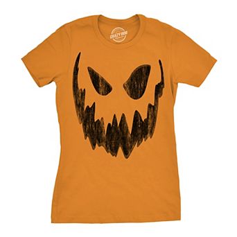 Womens Big Mouth Bob Pumpkin T Shirt Funny Halloween Jack O Lantern Spooky Smile Tee for Ladies