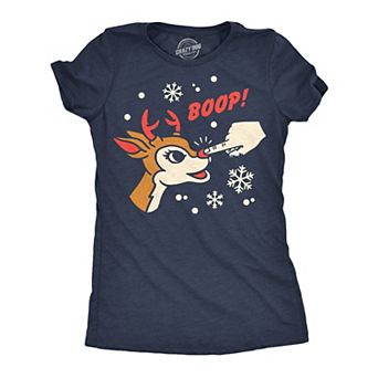 Womens Funny T Shirts Boop Rudolph Sarcastic Christmas Graphic Novelty Tee For Ladies