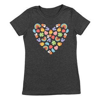Womens Funny T Shirts Charms Marshmallow Heart Sarcastic St Patricks Day Tee For Ladies