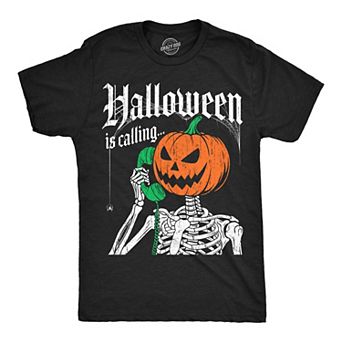 Mens Funny T Shirts Halloween Is Calling Sarcastic Skeleton Tee For Men