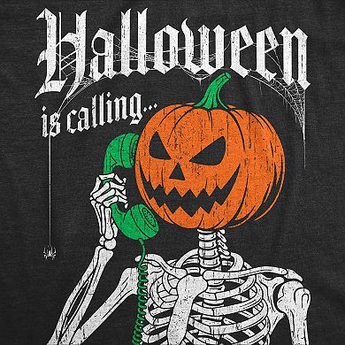 Mens Funny T Shirts Halloween Is Calling Sarcastic Skeleton Tee For Men