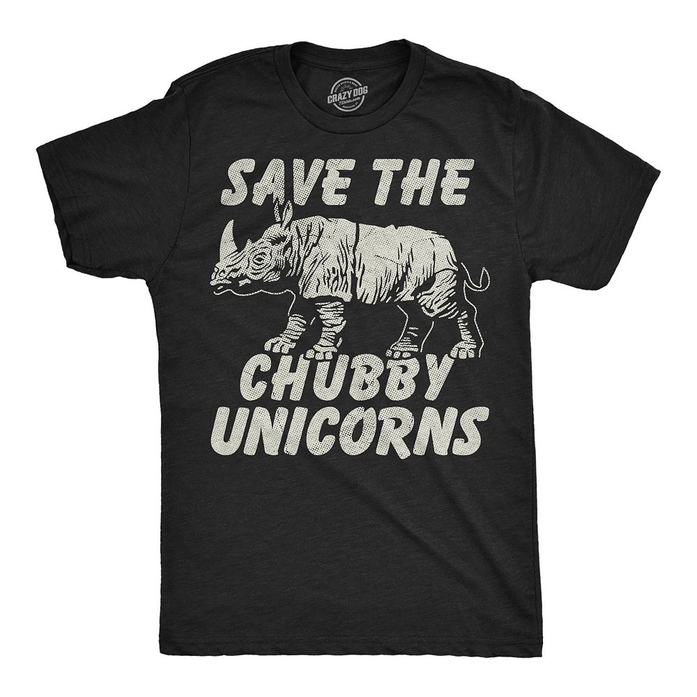 Mens Funny T Shirts Save The Chubby Unicorns Sarcastic Rhino Graphic ...