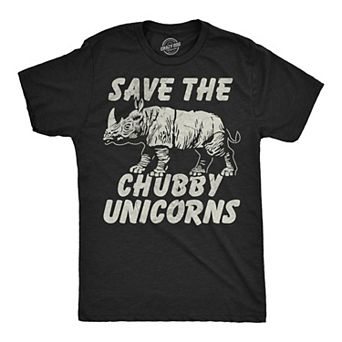 Mens Funny T Shirts Save The Chubby Unicorns Sarcastic Rhino Graphic Novelty Tee for Men