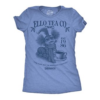 Womens Ello Tea Company Funny T Shirts Jim Henson's Labyrinth Worm Movie Tee For Ladies