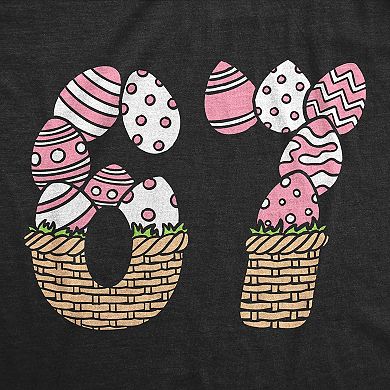 Womens Funny T Shirts 6 7 Easter Basket Sarcastic Viral Meme Tee For Ladies