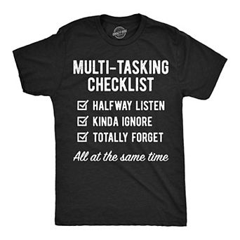 Mens Funny T Shirts Multi Tasking Checklist Sarcastic Joke Themed Tee For Men