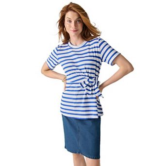 Jessica London Women's Plus Size Tie-Front Short Sleeve Knit Tee