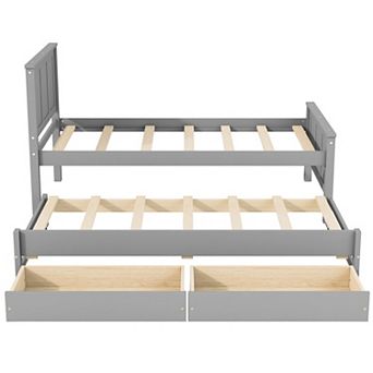 Merax Twin Size Platform Bed with Trundle and Drawers