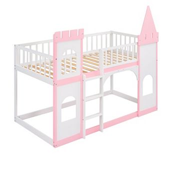 Merax Twin Over Twin Castle Bunk Bed with Ladder