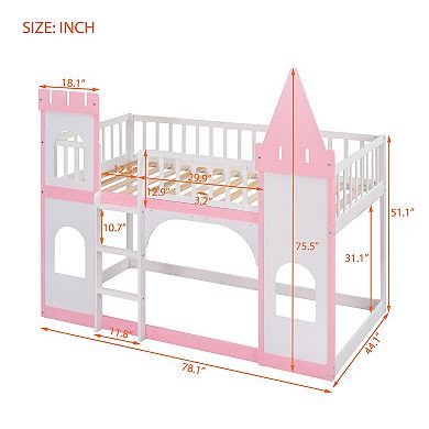 Merax Twin Over Twin Castle Bunk Bed with Ladder