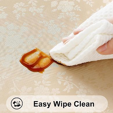 Rectangle Table Cloth, Waterproof Heavy Duty Vinyl Tablecloths, Wipeable Washable (Beige, 60" X 84")