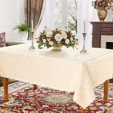 Rectangle Table Cloth, Waterproof Heavy Duty Vinyl Tablecloths, Wipeable Washable (Beige, 60" X 84")
