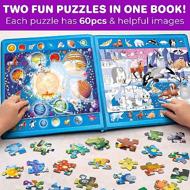 QUOKKA Magnetic Puzzles for Toddlers 3-5 Search & Find 2 Pack, 60 Pieces Each