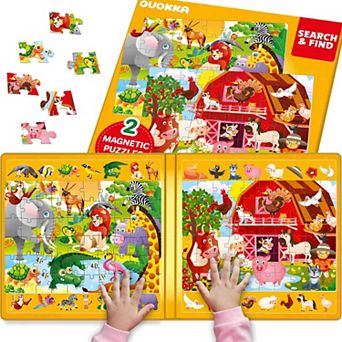 QUOKKA Magnetic Puzzles for Toddlers 3-5 Search & Find 2 Pack, 60 pc Each