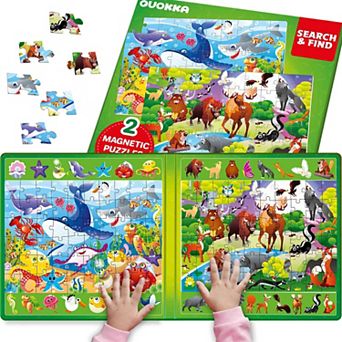 QUOKKA Magnetic Puzzles for Toddlers 3-5 Search & Find 2 Pack, 60 pc Each