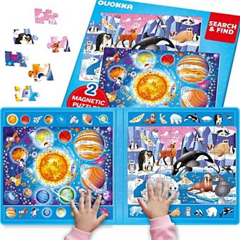 QUOKKA Magnetic Puzzles for Toddlers 3-5 Search & Find 2 Pack, 60 pc Each
