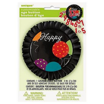 Unique Party Customisable Happy Birthday Button Set