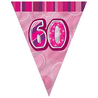 Unique Party Pink 60 Glitz Pennant Bunting