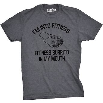 Mens Fitness Burrito Funny Gym T shirt Sarcasm Hilarious Workout Novelty Tees