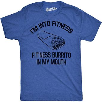 Mens Fitness Burrito Funny Gym T shirt Sarcasm Hilarious Workout Novelty Tees