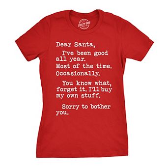 Womens Dear Santa I'll Buy My Own Stuff T Shirt Funny Christmas Present Tee for Ladies