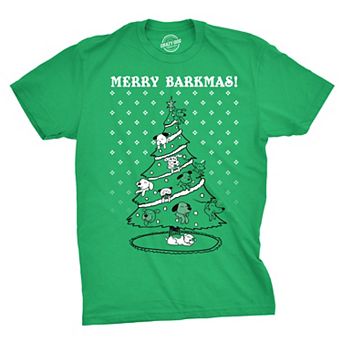 Mens Merry Barkmas Funny Dog Lover Christmas Tree Holiday T shirt