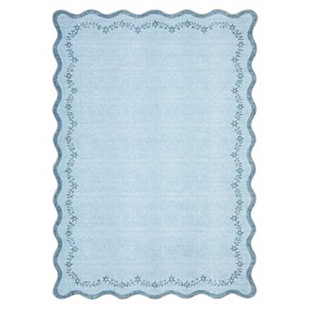 Fashionwu Modern Solid Scalloped Rug for Living Room Wavy Edge Carpet Apartment Cozy Home Decor