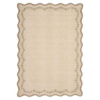 Fashionwu Modern Solid Scalloped Rug for Living Room Wavy Edge Carpet Apartment Cozy Home Decor