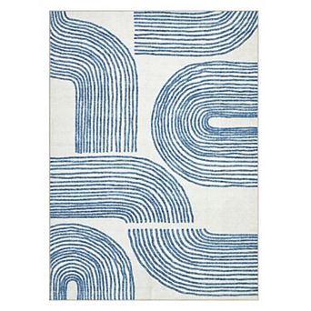 Fashionwu Modern Striped Abstract Area Rug for Living Room Washable Carpet Neutral Home Decor