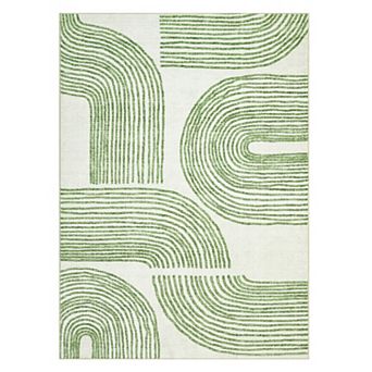Fashionwu Modern Striped Abstract Area Rug for Living Room Washable Carpet Neutral Home Decor