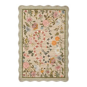 Fashionwu Snake Flower Print Romantic Rug Washable Non Slip Carpet for Bedroom Living Room Decor