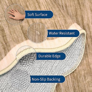 Fashionwu Modern Solid Textured Rugs for Living Room Scalloped Border Carpet Minimalist Home Decor