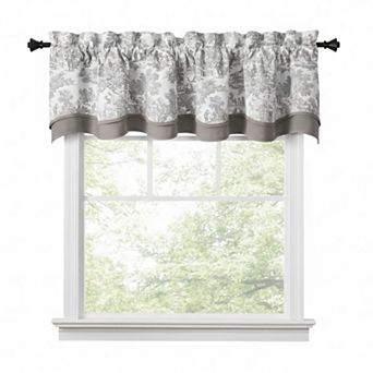 100% Cotton Victoria Park Toile Bradford Shaped Valance With Print over Solid
