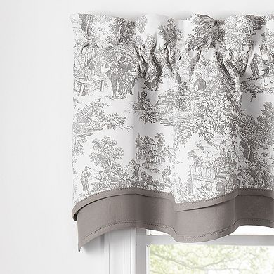 100% Cotton Victoria Park Toile Bradford Shaped Valance With Print over Solid