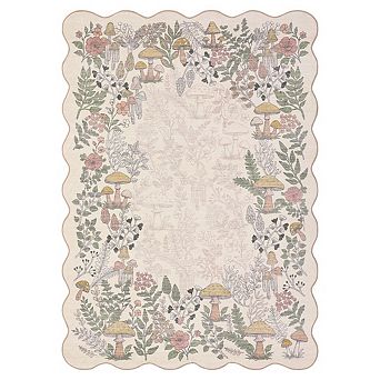 Modern Washable Kitchen Mushroom Printed Indoor Stain Resistant Area Rug for Living Room Bedroom