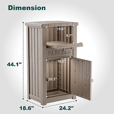 EFU Weatherproof Package Delivery Box, Lockable with 1-Way 2-Tray System for Porch