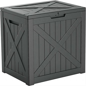 EFU 32 Gallon Weatherproof Deck Box, Lockable Resin Storage Container with Handles