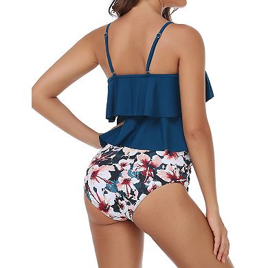 Womens Swimsuits Two Piece Ruffled Bathing Suit Swimwear High Waisted Bikini Sets