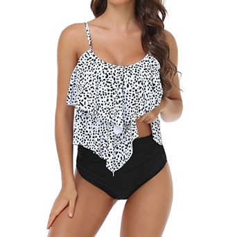 Womens Swimsuits Two Piece Ruffled Bathing Suit Swimwear High Waisted Bikini Sets
