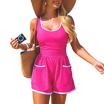 Women Tankini Swimsuit with Shorts Pockets Two Piece Tummy Control Sports Bathing Suit