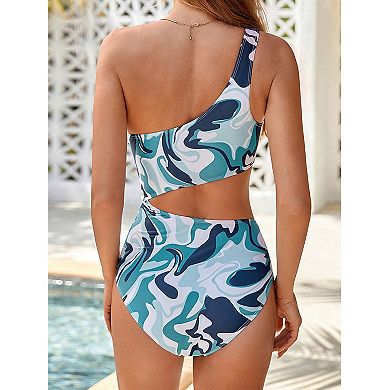 Womens One Piece Swimsuit One Shoulder Bathing Suit Cutout Tummy Control Swimwear
