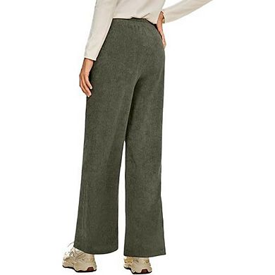 Women's High Waist Flowy Wide Leg Elastic Drawstring Lounge Pants