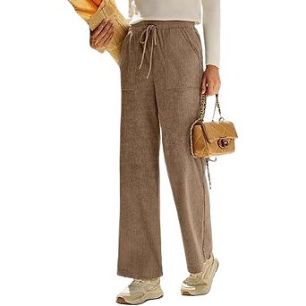Women's High Waist Flowy Wide Leg Elastic Drawstring Lounge Pants