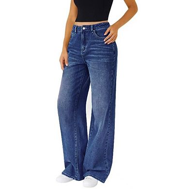 Women's High Waisted Wide Leg Jeans Classic Denim Pants with Relaxed Fit