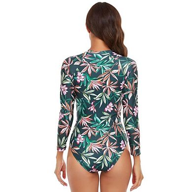 Women's One Piece Swimsuits Long Sleeve Rash Guard Swimsuit Bathing Suit