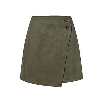 Women's Faux Suede High Waist Mini Skirts Asymmetrical Hem A-Line Zipper Short Skirt