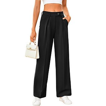 Women's High Waisted Wide Leg Dress Pants, Casual Office Work Trousers with Pockets