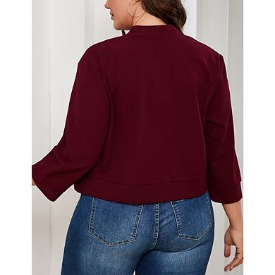 Women's Blazer 3/4 Sleeve Open Front Slim Fit Casual Work Lightweight Blazers