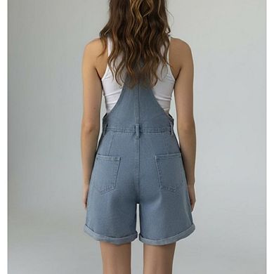 Women's Denim Short Overalls Classic Jean Jumpsuit with Pockets