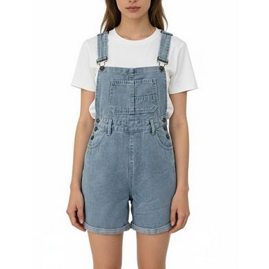 Women's Denim Short Overalls Classic Jean Jumpsuit with Pockets